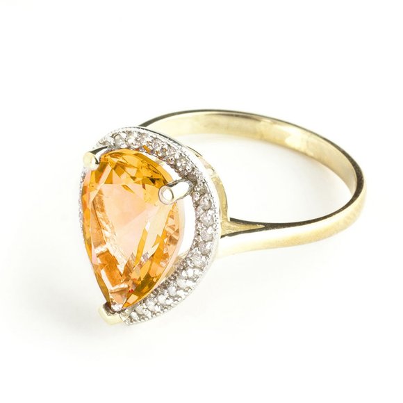 14K. GOLD RING WITH DIAMONDS & CITRINE - Picture 4 of 7